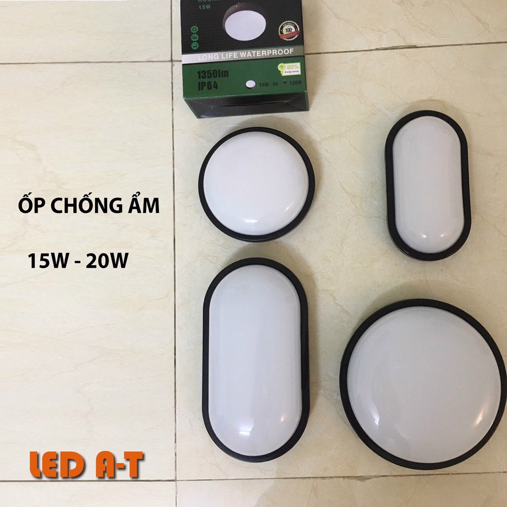Giá Sỉ ĐÈN LED ỐP TRẦN NỔI 15W, 20W CHỐNG BỤI, CHỐNG NƯỚC HÌNH TRÒN, BẦU DỤC, VIỀN ĐEN, TRẮNG, IP 65, cầu thang