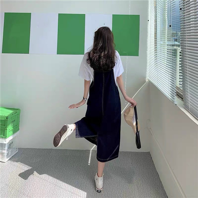 Yếm Chỉ Nổi Túi Ngực CHICLOTHES ♥️ FREE SHIP ♥️ Váy áo dáng dài chất thô dày dặn sang chảnh tiểu thư Ulzzang | BigBuy360 - bigbuy360.vn