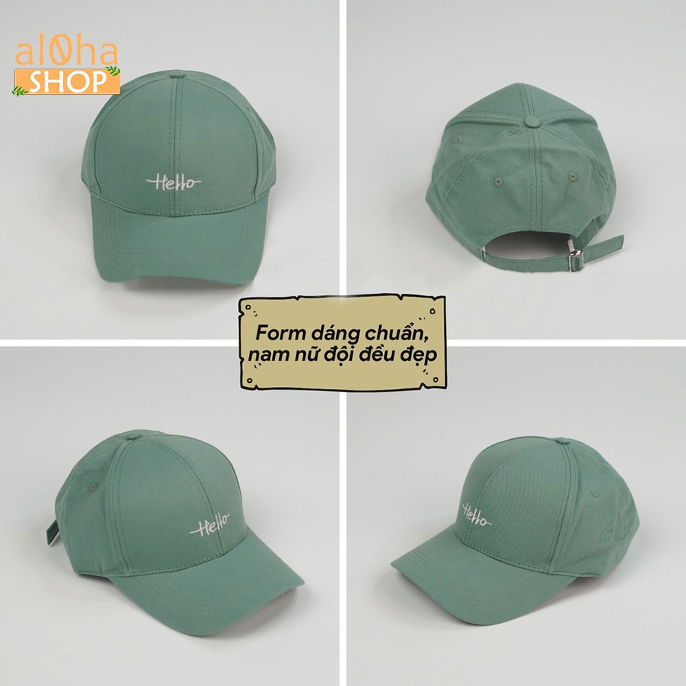Mũ lưỡi trai - nón Ulzzang thêu chữ Hello unisex nam nữ chống nắng - al0ha Shop