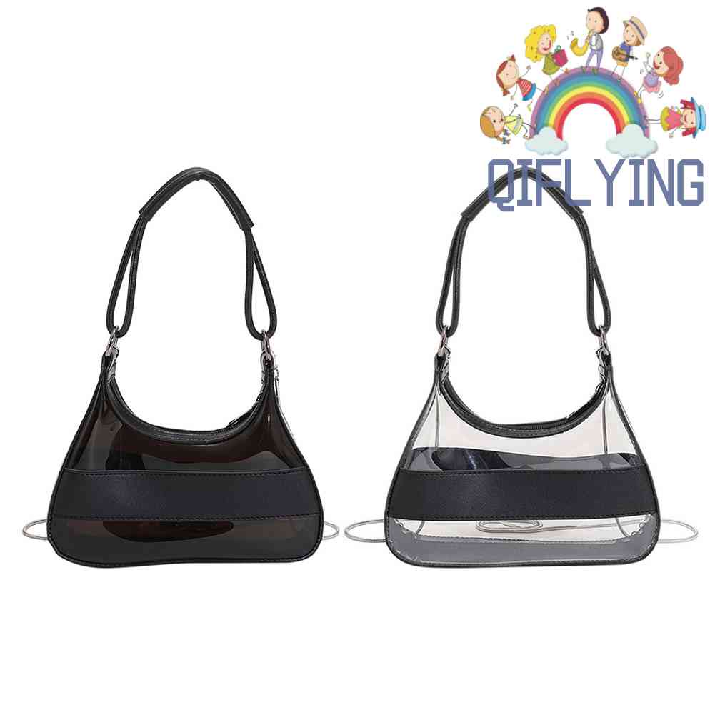 Túi Xách Đeo Chéo Bằng Da PVC Trong Suốt Phối Dây Xích Thời Trang Cho Nữ
