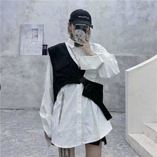 Set áo sơ mi ulzzang mix áo gile hot TIKTOK 2021 KÈM 3 ẢNH THẬT CUỐI