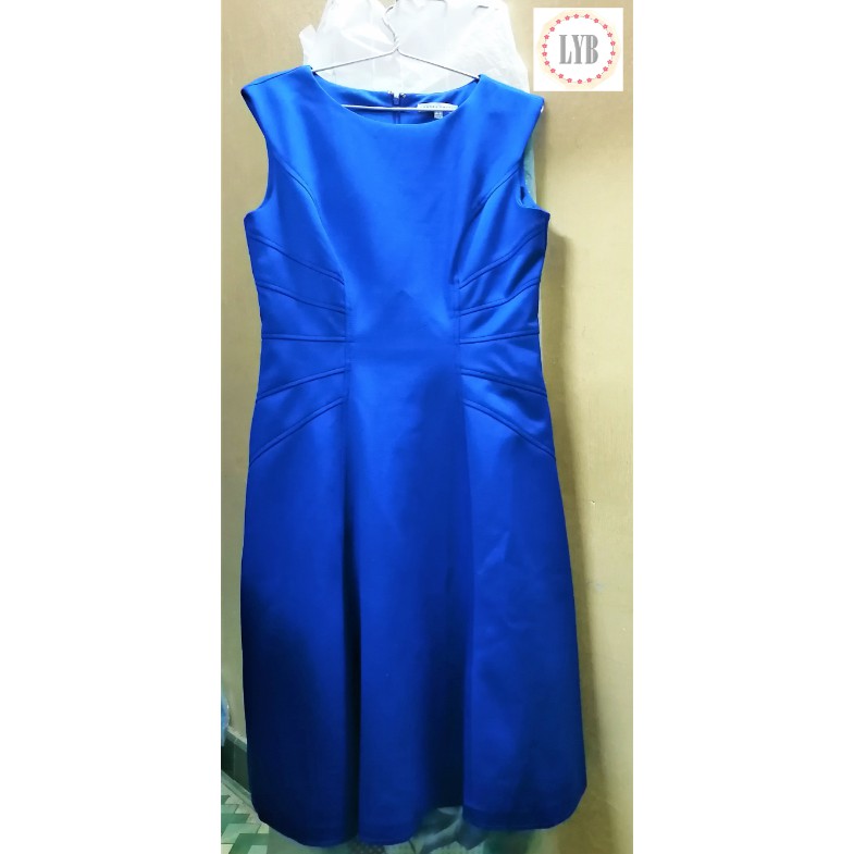 (LYB thanh lý) Đầm trung niên đầm quý bà sang trọng màu xanh coban size 8