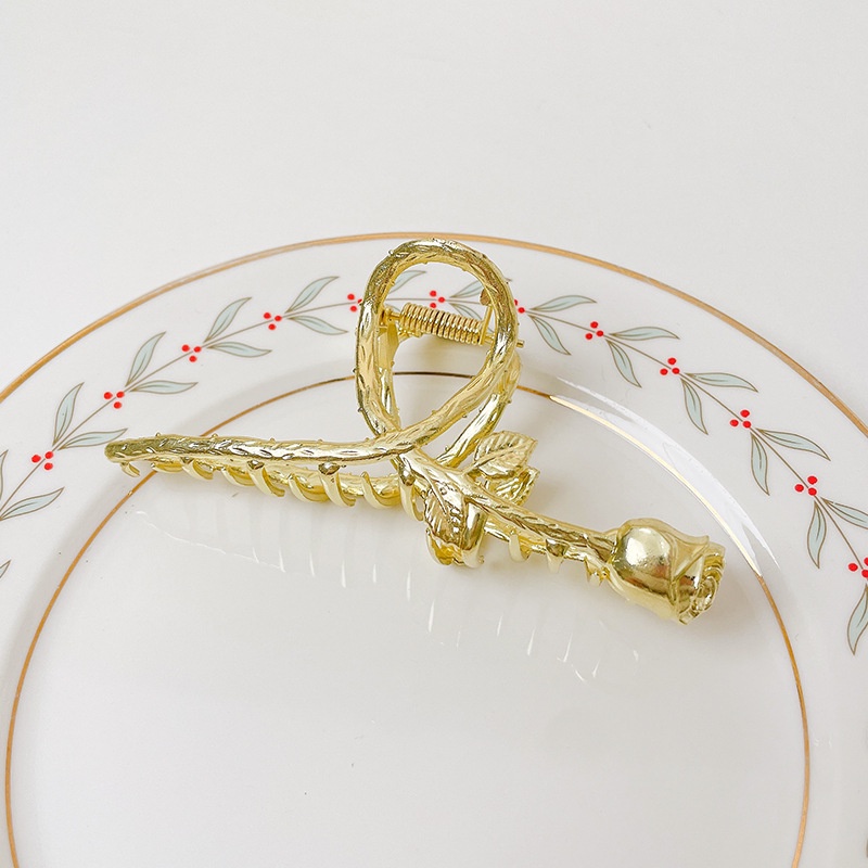 Kẹp Tóc Hình Hoa Hồng Bằng Kim Loại 2022 Sang Trọng