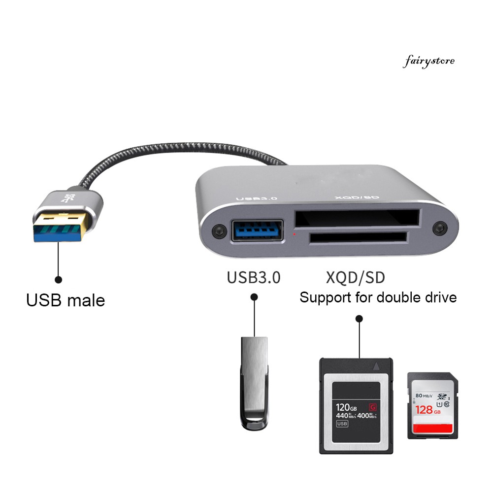 Đầu Đọc Thẻ Nhớ Fs + Usb 3.0 Xqd Micro-sd Đa Năng