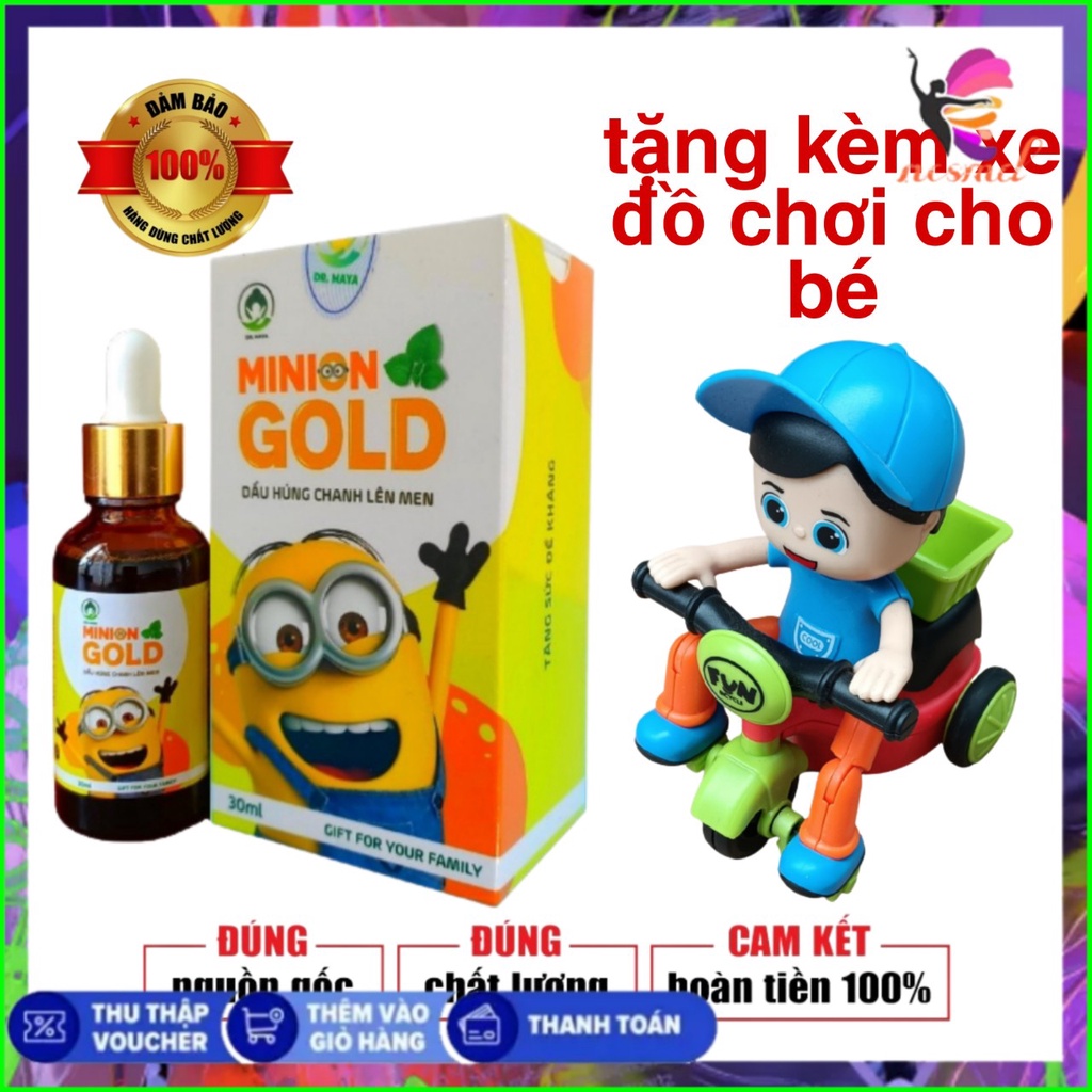 Dầu húng chanh lên men Minion Gold 30mL Tinh Dầu húng chanh giúp cải thiện ho khò khè nghẹt mũi ở trẻ