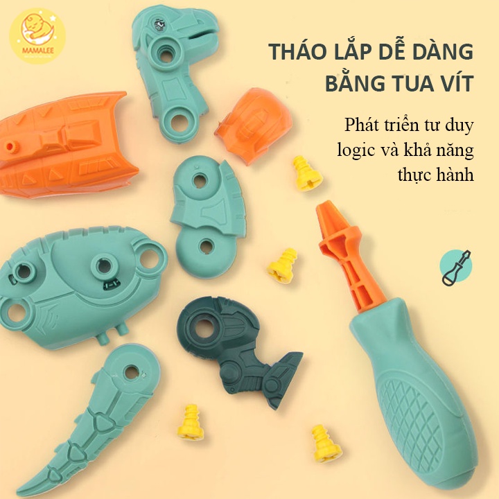 Đồ Chơi Khủng Long Lắp Ráp Có Tua Vít Tháo Lắp - Mô Hình Size To Cho Bé