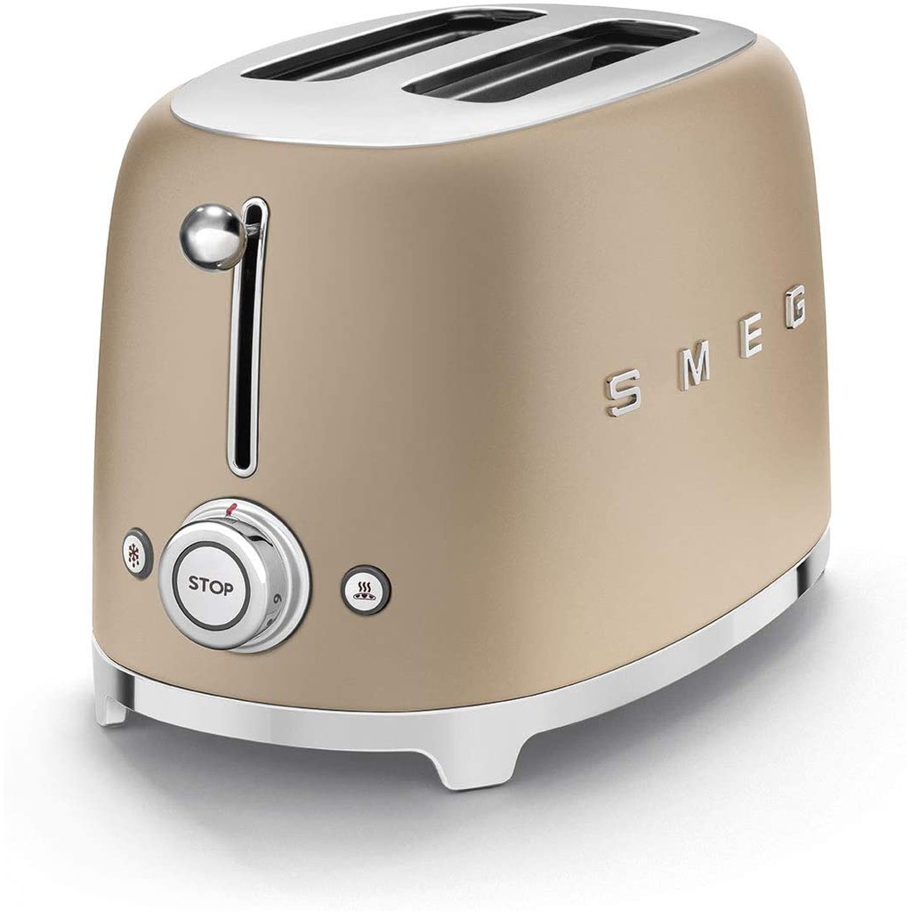 Máy Nướng Bánh Mì Smeg TSF01CHMEU Vàng Matte, 2 Khe Nướng, Công Suất 950W, Nhập Khẩu từ Đức & EU