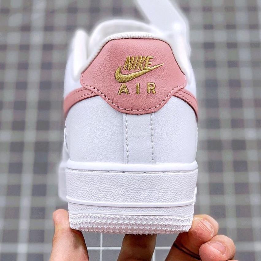 Giày thể thao nữ AF1 trắng móc hồng cổ thấp, Giày sneaker nữ AF1 trắng vệt màu hồng đầy đủ bill box và phụ kiện