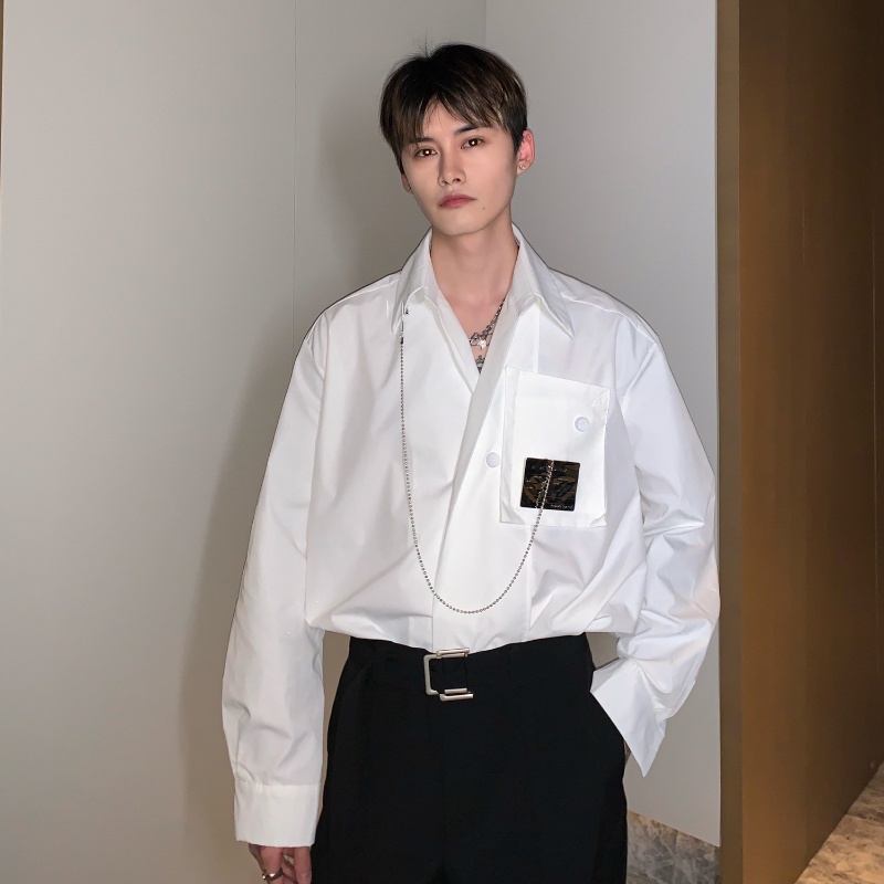 Áo sơ mi nam tay dài màu trơn thời trang phong cách Hàn Quốc