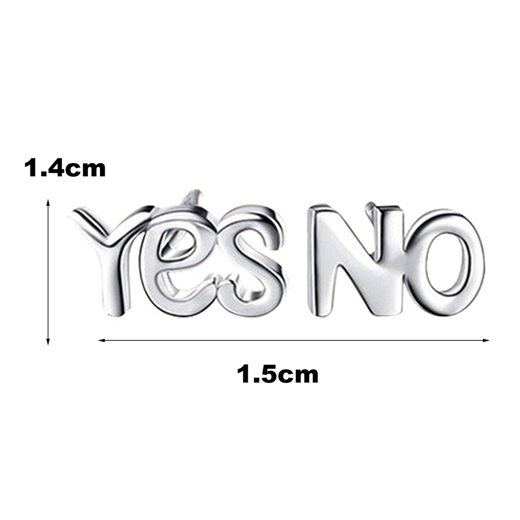 Cặp khuyên tai mạ bạc thời trang hình chữ Yes và No độc đáo