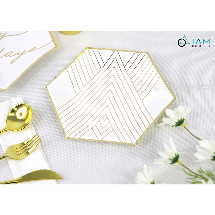 Set đồ giấy chữ Happy Holidays ép kim vàng trang trí tiệc SETDG-03
