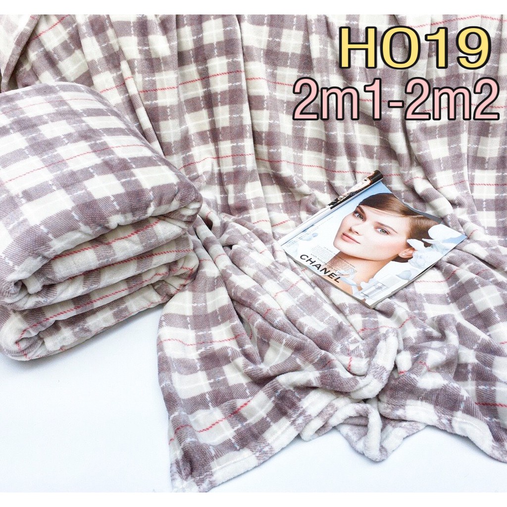 Chăn lông tuyết {Size 2m1 x 2m2} {Freeship} mịn mướt, Chăn ga gối đệm |Chăn gia đình, chăn văn phòng| Nâu, kẻ sọc [HO19]