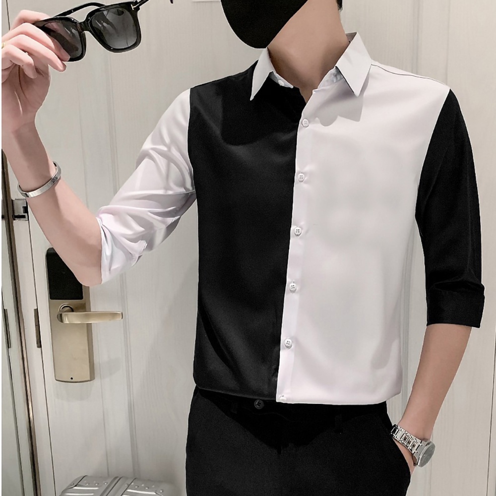 Áo sơ mi  Áo sơ mi nam phối màu đặc sắc  chất liệu Poplin co giãn nhẹ, không phai màu, dáng ôm body mã N40