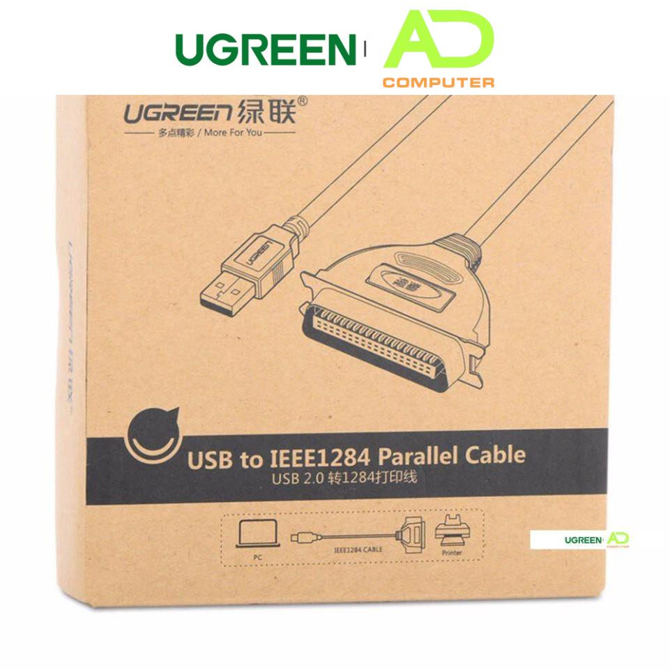 Dây máy in USB sang IEEE1284 Parallel dài 1.8m UGREEN 20225 (Đen)