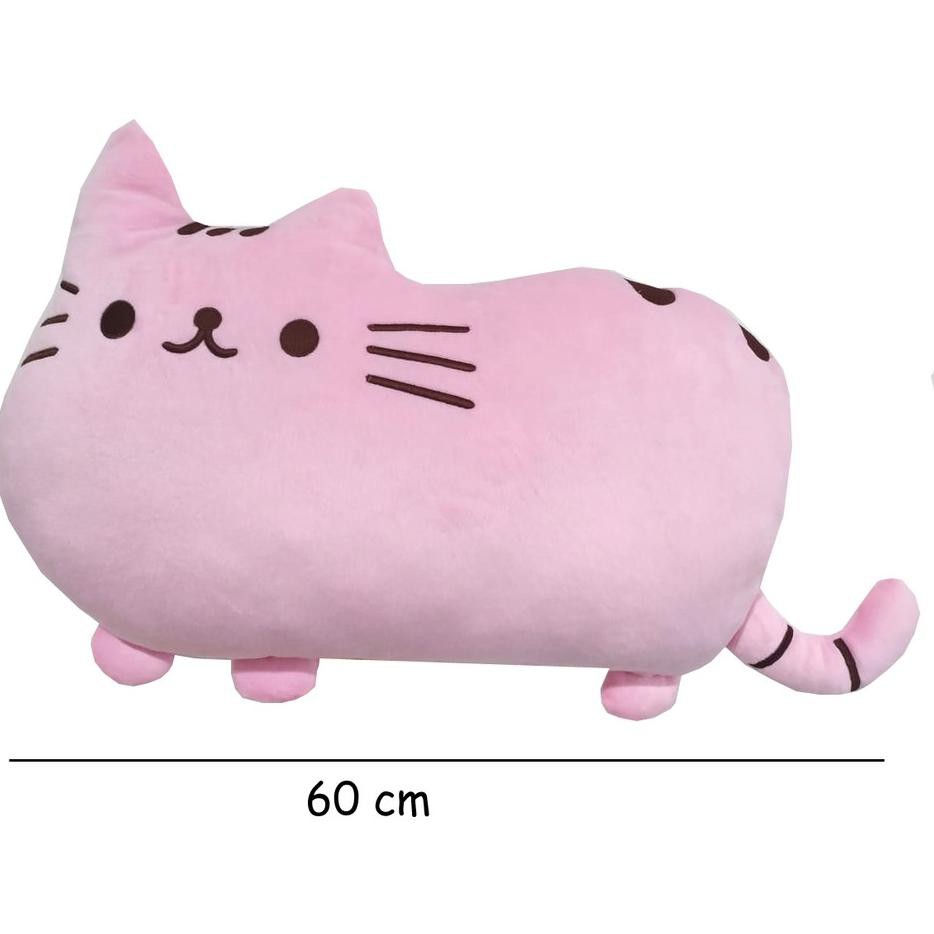 Gối Mềm Hình Mèo Pusheen Màu Xám Hồng Cỡ Lớn 60x30 cm 015uj