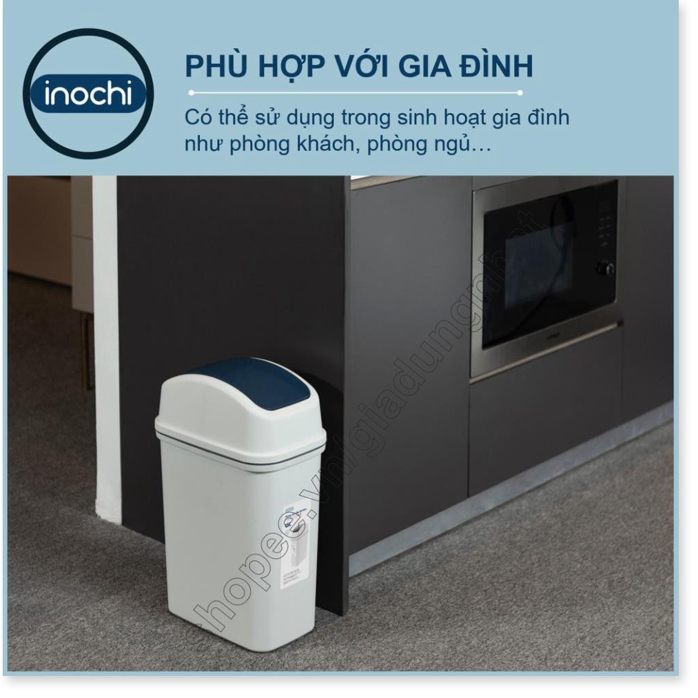 Thùng Rác Nhựa Nắp Lật Inochi 15 Lít Rất Đẹp Làm Sọt Rác Văn Phòng, Khách Sạn, Đựng Rác Gia Đình, Để Bàn Trong Nhà