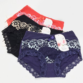 Combo 3 Quần Lót Cotton Ren Thêu Hoa Cạp Cao, Mềm Mịn,Thoáng Mát,Dành Cho Người Từ 45kg-65kg | Quần Chip Hàng Cao Cấp