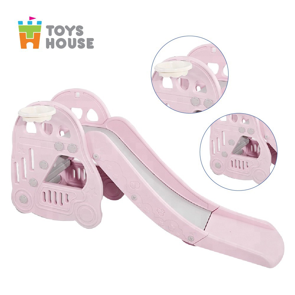 Sân chơi trong nhà cho bé cầu trượt kiêm bóng rổ 2 trong 1 hình ô tô Toyshouse L-HT30 - 180cm tiêu chuẩn ASTM Mỹ