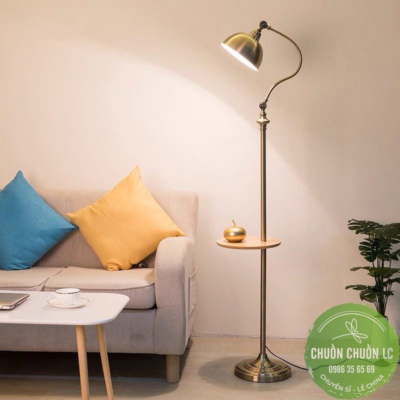 ĐÈN CÂY ĐỨNG TRANG TRÍ CÓ BÀN TRÀ PHONG CÁCH CỔ ĐIỂN mã DC-07