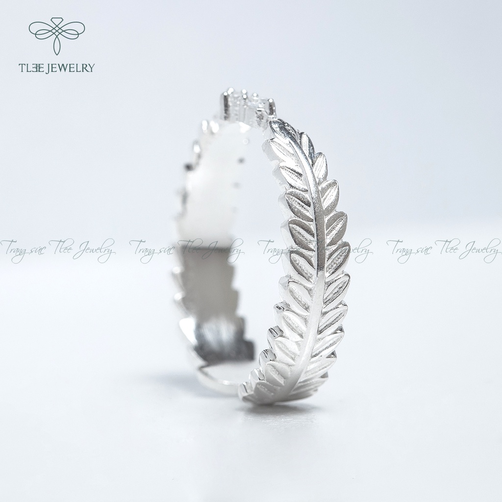 Nhẫn bạc nữ TLEE lá Henna nạm đá cao cấp NCJ A0152