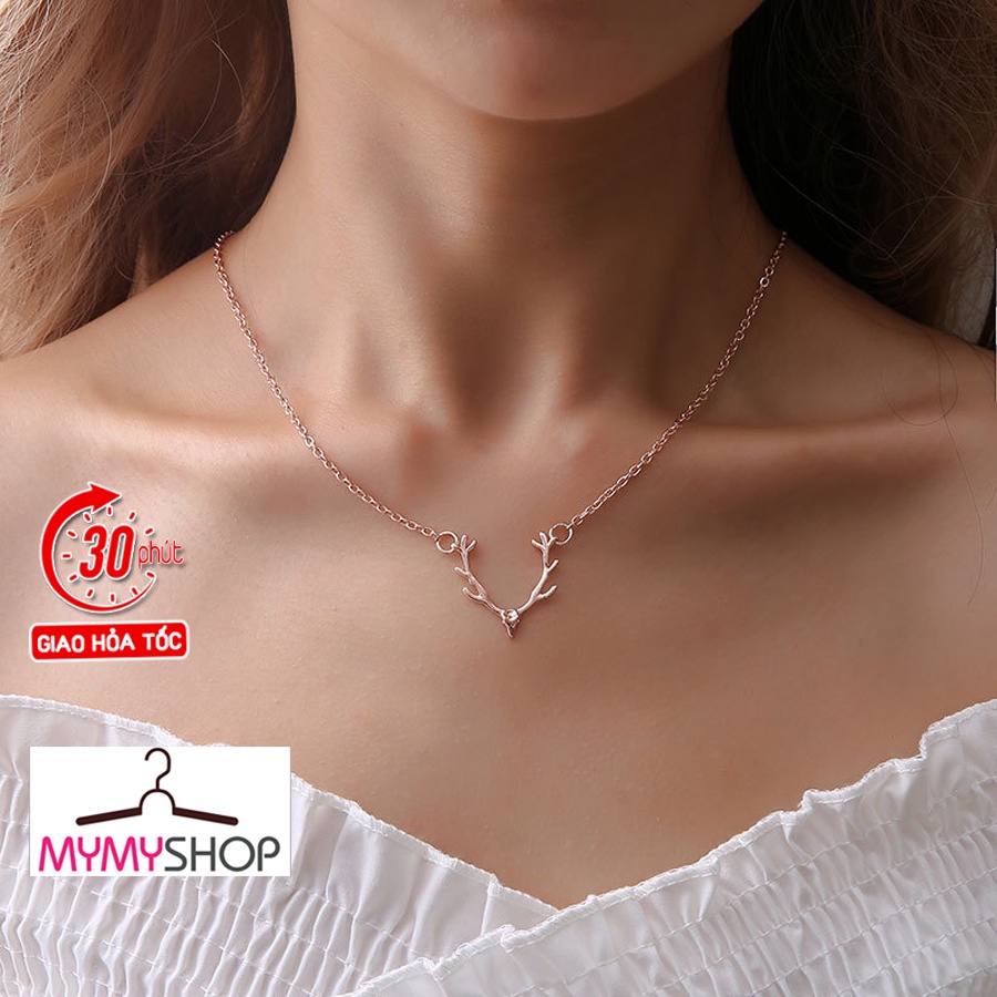 Vòng Cổ Nữ Mặt Hình Sừng Huơu, Dây Chuyền Mạ Vàng/Bạc Phong Cách Thời Trang Nữ