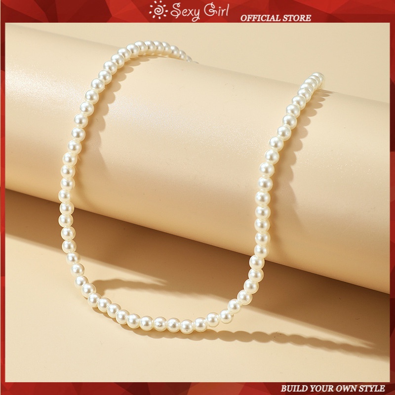 Vòng Cổ Choker Một Lớp Đính Ngọc Trai Nhân Tạo Phong Cách Hiện Đại Dành Cho Nữ
