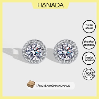 Bông Tai Bạc 925 Tròn Đá Chuẩn 6A Sáng Lấp Lánh đi Tiệc Hanada