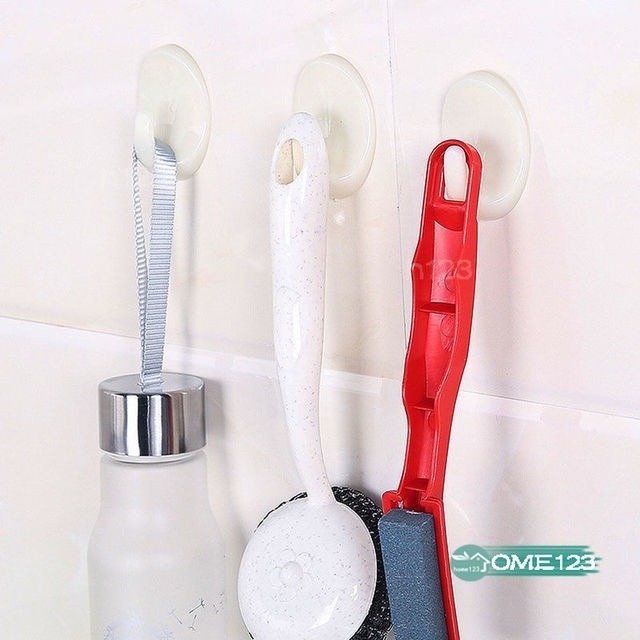 1 móc treo đồ dán tường bằng nhựa màu trắng tự dính sắp xếp gọn gàng cho nhà bếp nhà tắm