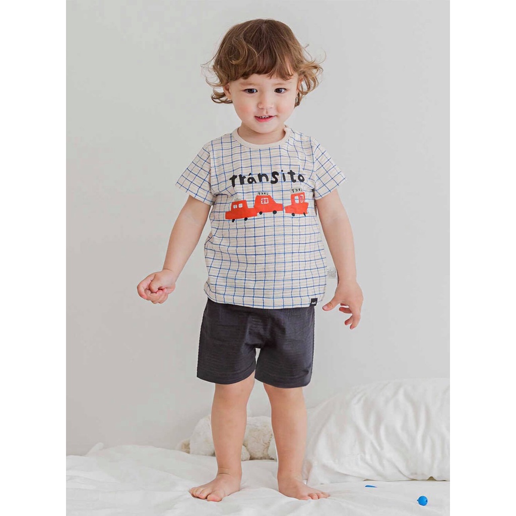 Quần áo trẻ em - Bộ cộc tay cotton giấy cho bé trai Cordi-i