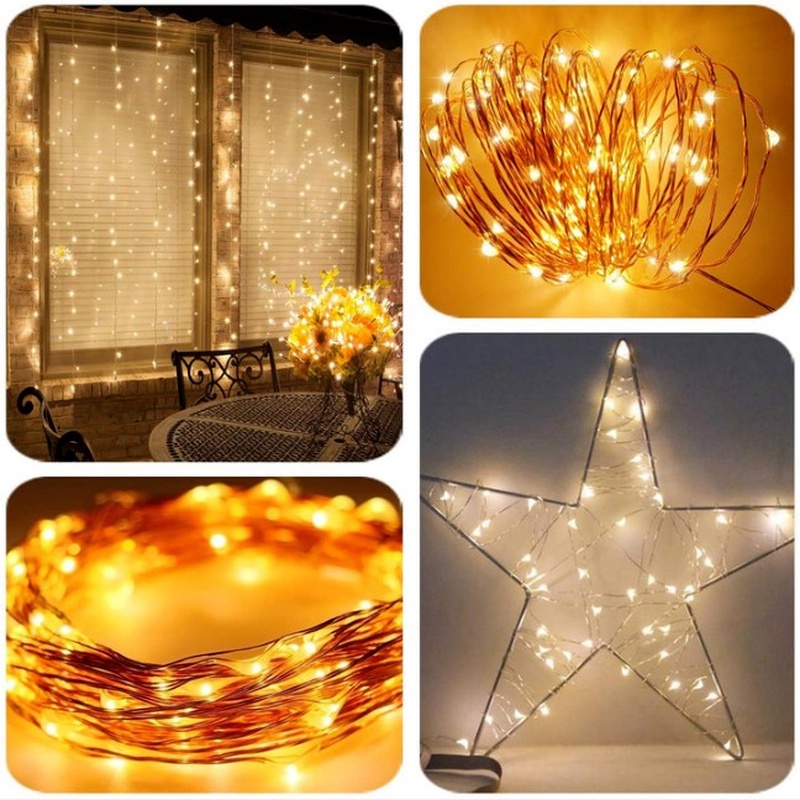 2M/3M/5M/10M Đèn LED Giáng sinh chuỗi ánh sáng ngày lễ trang trí phòng cưới chuỗi ánh sáng