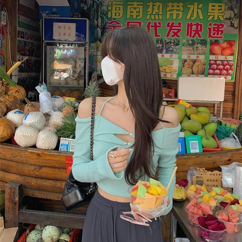 Hàng Có Sẵn Áo Sơ Mi Ngắn Nhỏ Cổ Yếm Hở Xương Quai Chéo Phong Cách Châu Âu Gợi Cảm Thời Trang Quyến Rũ Cho Nữ