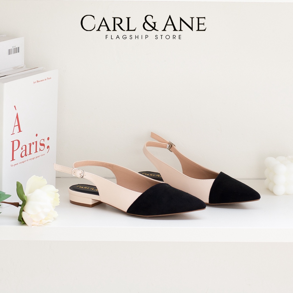Carl & Ane - Giày cao gót mũi nhọn phối mũi thời trang công sở cao 1.5cm màu trắng- CL031