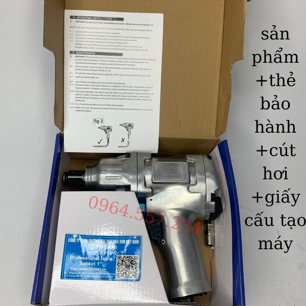 Súng siết bulong 3/4, máy mở ốc bulong Ts-508 bằng hơi khí nén TUSAKI JAPAN