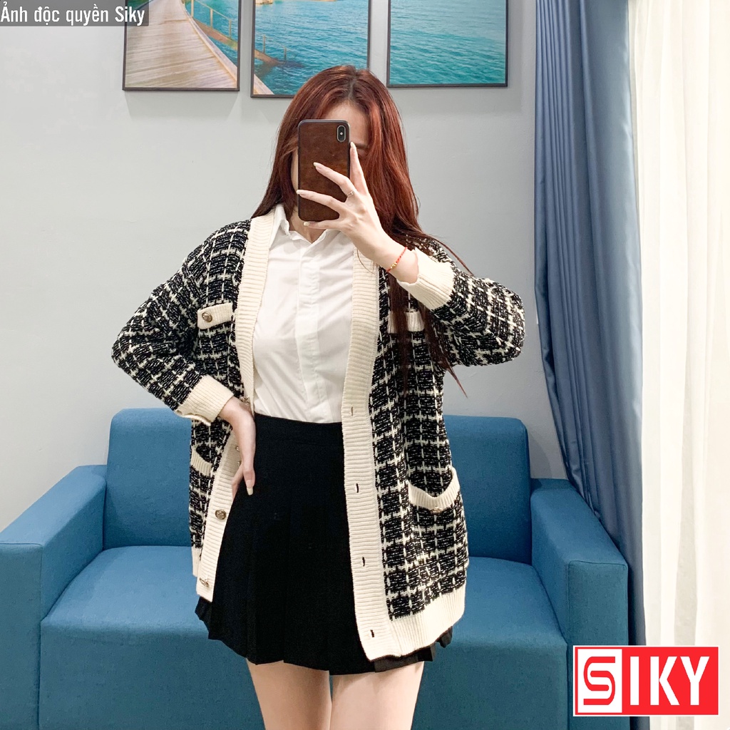 Áo cadigan len nữ họa tiết kim tuyến siêu sang chảnh - KL06