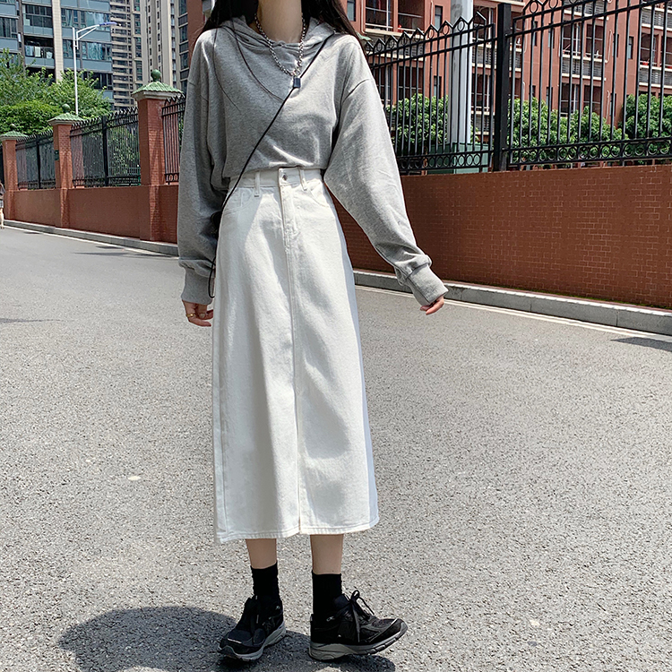Chân váy denim form chữ A lưng cao màu trơn xinh xắn 36917 | BigBuy360 - bigbuy360.vn