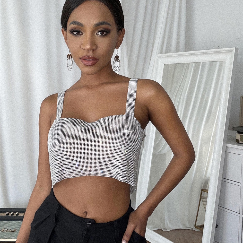 DUNEA Áo ống dây xích kim loại thời trang cá tính cho nữ