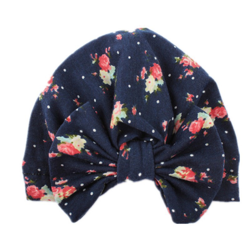 Mũ beanie in hoa thắt nơ xinh xắn cho bé gái