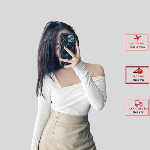 Áo thun body dài tay trễ vai màu đen trắng đỏ đô tôn dáng ulzzang Hàn Quốc thời trang nữ yolo fashion