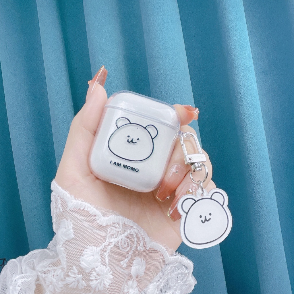 Vỏ Bảo Vệ Hộp Sạc Tai Nghe AirPods3 AirPods3 AirPods2gen Màu Trong Suốt Họa Tiết Đầu Gấu Dễ Thương Ốp