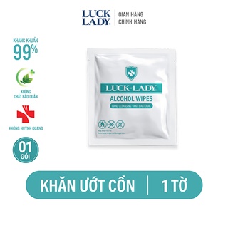 Khăn ướt cồn diệt khuẩn Luck Lady 1 tờ/gói