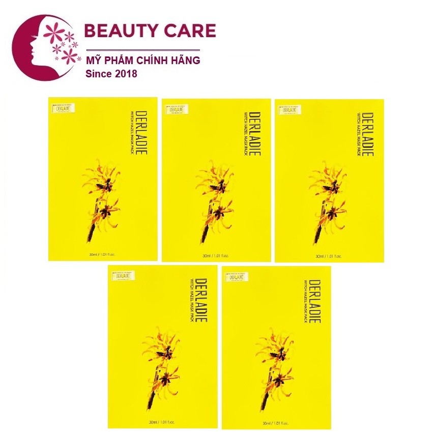 Combo 5 mặt nạ Derladie Witch Hazel Mask Pack cho da mụn, dưỡng sáng da 30ml x5