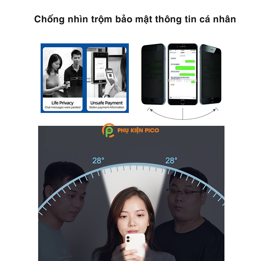 Cường lực chống nhìn trộm Iphone 13 Pro Max / Iphone 7 Plus / 8 Plus / X / Xs / Xs Max / 11 / 11 Pro / 11 Pro Max