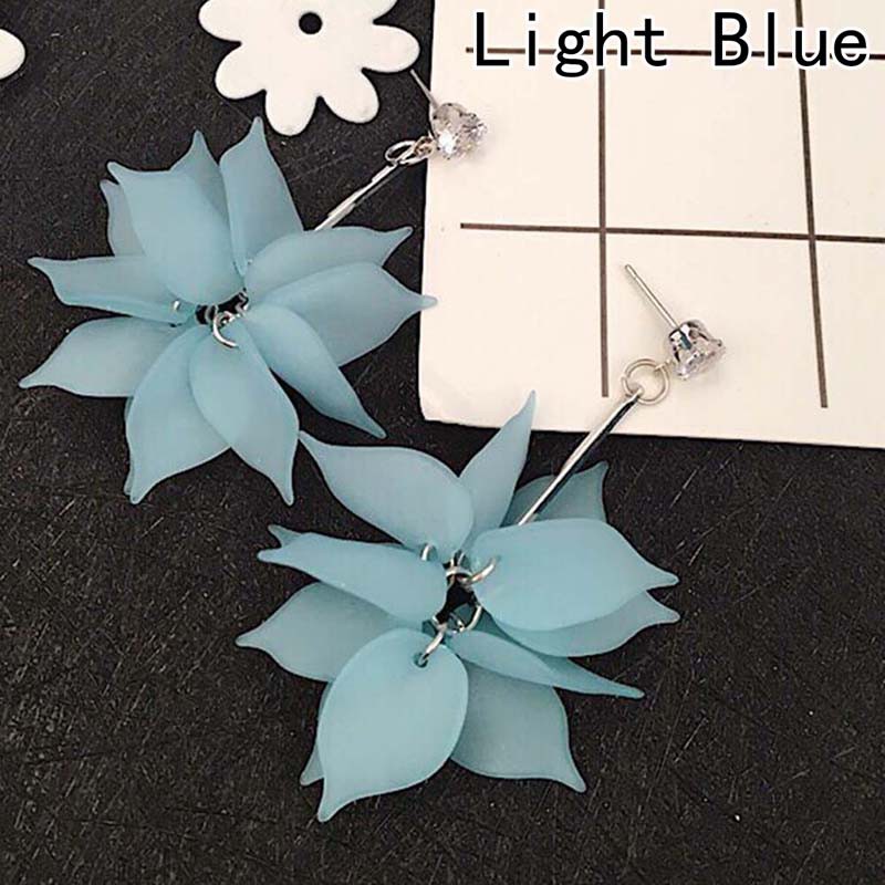 Khuyên tai tua rua hoa rơi dáng dài màu trơn thời trang cho nữ