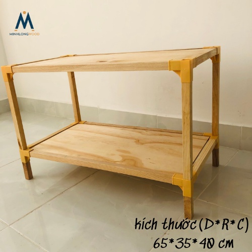Kệ gỗ 2 tầng - Kệ đầu giường M14 - Minhlongwood - Gỗ tự nhiên