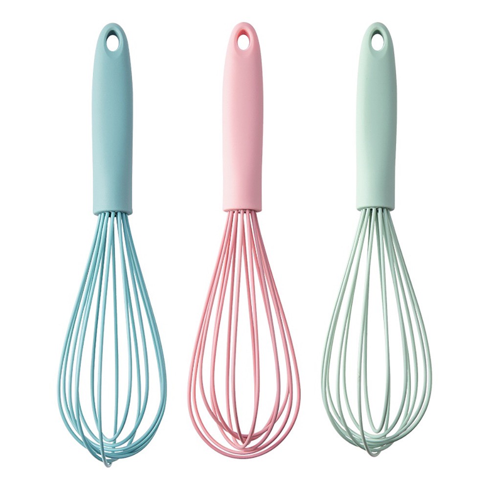 Dụng cụ đánh trứng cầm tay- phới lồng đánh trứng làm bánh khuấy bột bằng silicon màu Pastel