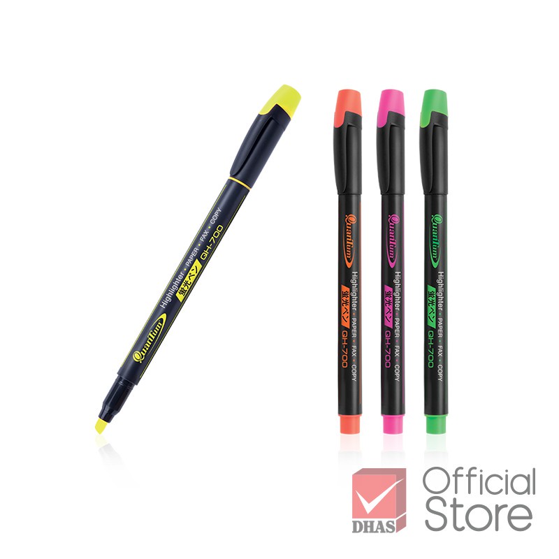 Bút đánh dấu highlight dạ quang 4 màu siêu sáng, không lem mực QH700 QuanTum