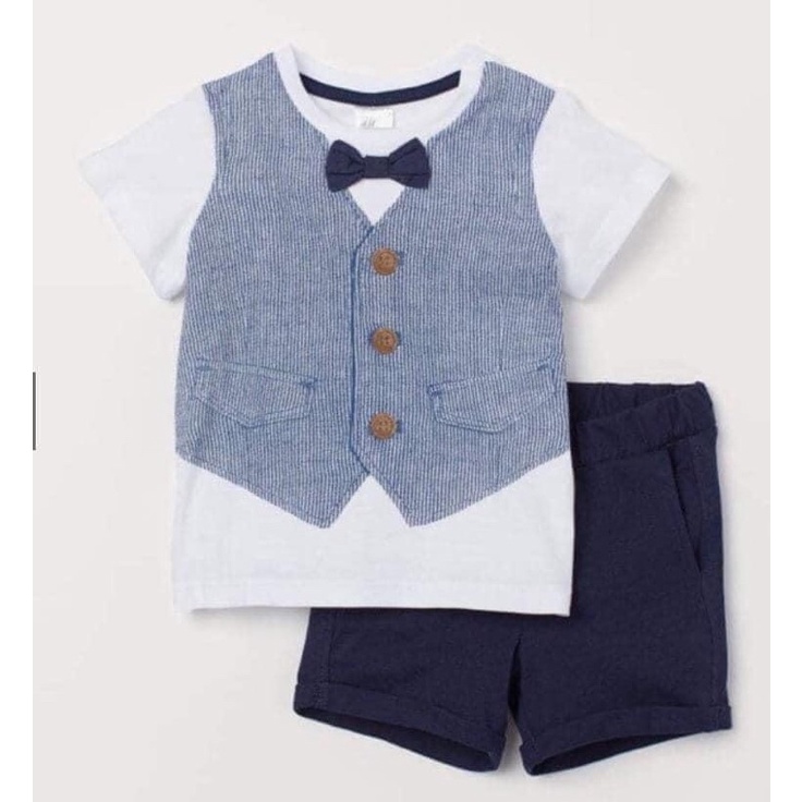 Set bộ bé trai đính giả nơ - H&M