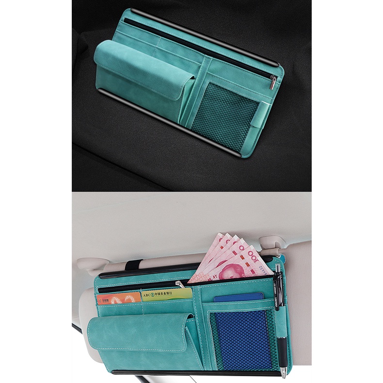 Túi đựng đồ che nắng ô tô Hộp đựng kính che nắng Hộp đựng kính râm Túi đựng đồ trên xe Hộp đựng hóa đơn giấy tờ tùy thân Xe ô tô nắp gập khung nhựa dây kéo Hộp đựng thẻ giữ xe