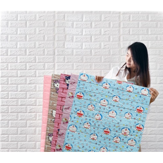 Giấy Dán Tường Họa Tiết Gạch 3D Cỡ Lớn Tự Dính Trang Trí Nhà Cửa