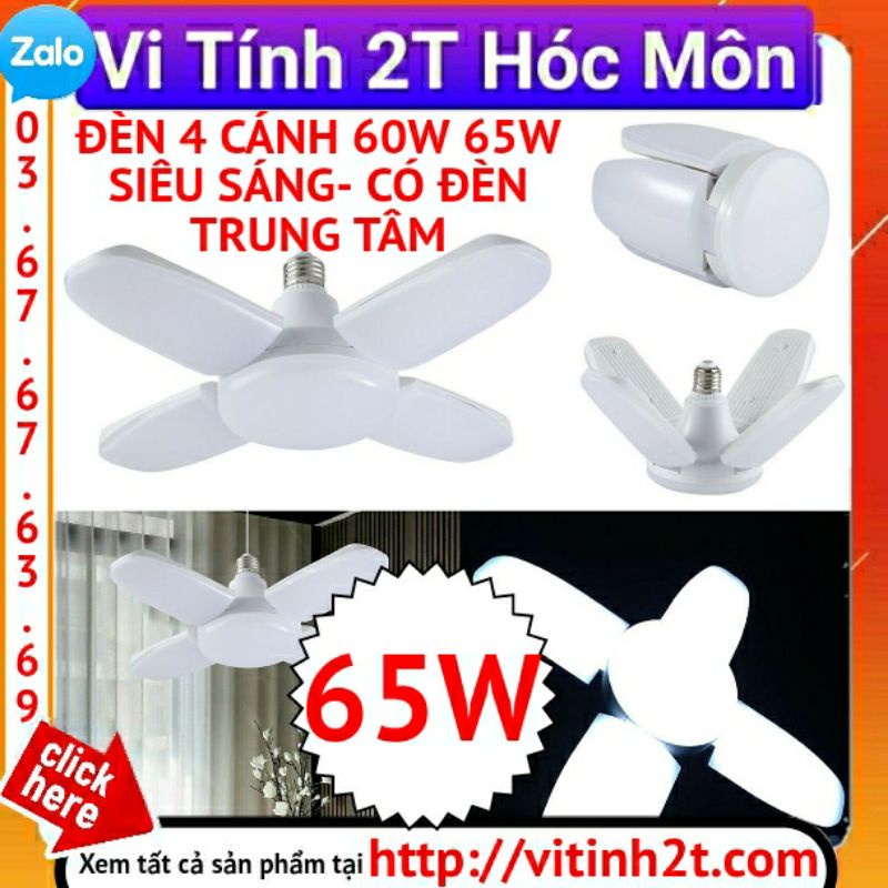 [Phiên bản mới cánh dài hơn] Bóng đèn led 4 cánh 60W có đèn trung tâm siêu sáng siêu tiết kiệm điện